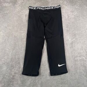 Nike Pro Dri Fit Capri Crop Leggings Black XL Girls Training Workout
